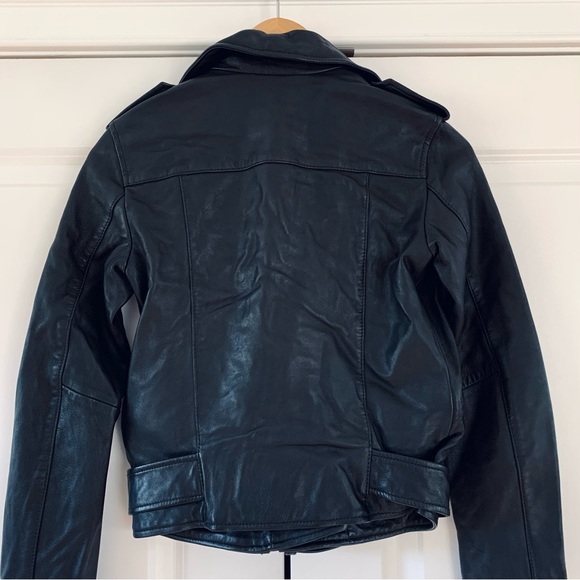 All Saints Balfern Leather Jacket Black Moto Biker Asymmetric Zip NEW Size 0 - Picture 4 of 8
